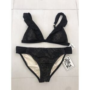 California Sunshine Ruffled Padded Bikini Top Set Swimsuit